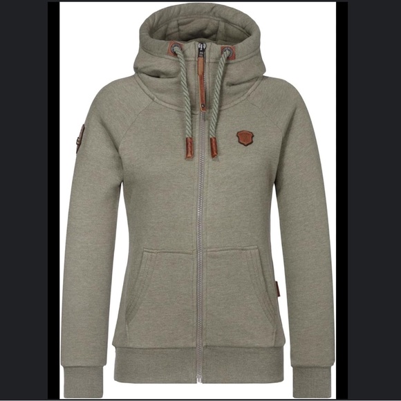 Naketano | Olive Green Hooded Jacket with Full-Length Zipper - Picture 1 of 7
